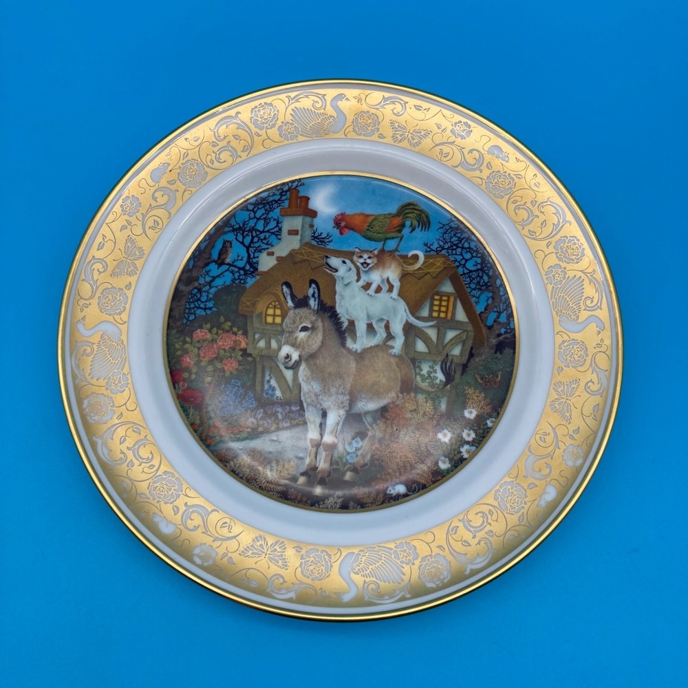 1978 Franklin Porcelain Grimm's Fairy Tales Bremen Town Musicians Plate Bavaria